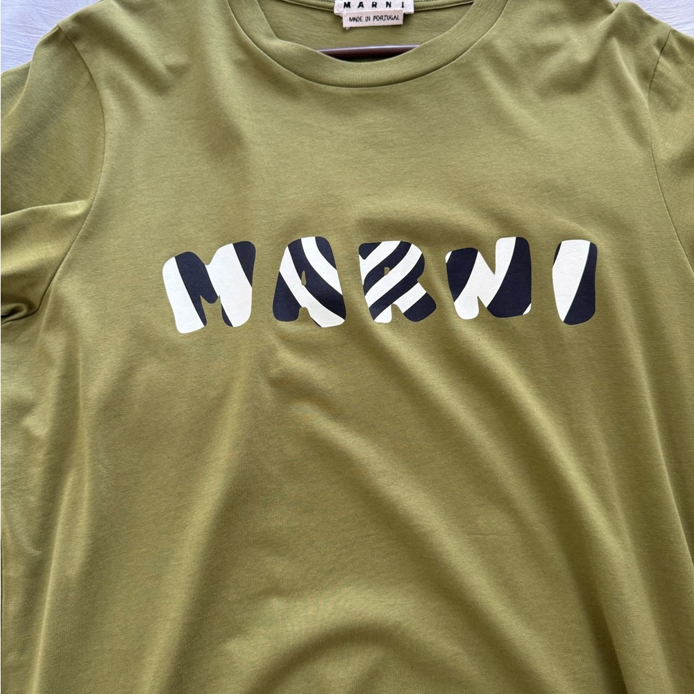 Marni Green Short Sleeve Tees with Graphic Design